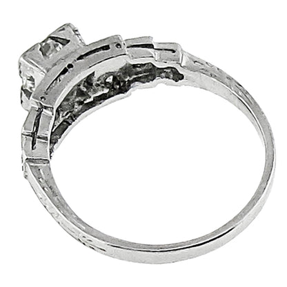 Art Deco 0.50ct Old Mine Cut Diamond Platinum Engagement Ring