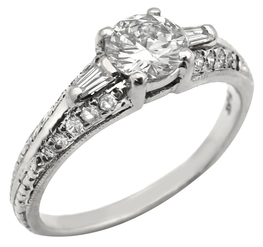 Art Deco 0.51ct Diamond Platinum Engagement Ring