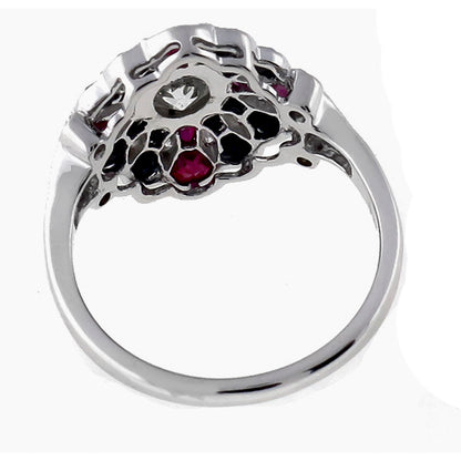 Art Deco  0.60ct Center Diamond 0.61ct Ruby & Onyx Gold Ring