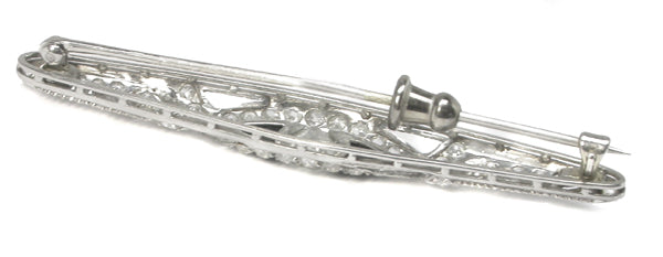 Art Deco 0.70ct Old Mine   Diamond & Onyx Platinum Pin