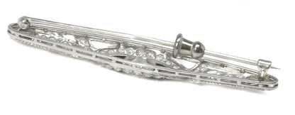 Art Deco 0.70ct Old Mine   Diamond & Onyx Platinum Pin