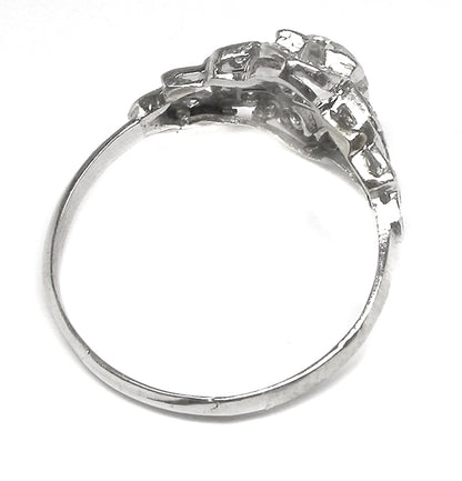 Art Deco 0.70ct Old Mine Diamond Platinum Engagement Ring