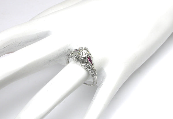 Art Deco 0.71ct Diamond 14k White Gold Engagement Ring