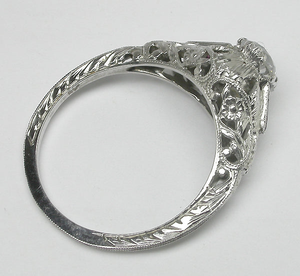 Art Deco 0.71ct Diamond 14k White Gold Engagement Ring