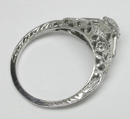 Art Deco 0.71ct Diamond 14k White Gold Engagement Ring