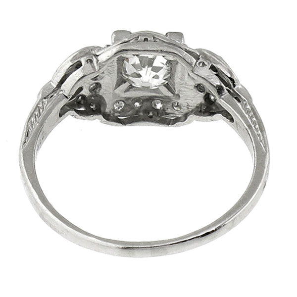 Art Deco 0.76ct Old Mine Cut Diamond Platinum Engagement Ring
