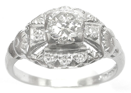 Art Deco  0.80ct Diamond 18kWhite Gold Engagement Ring