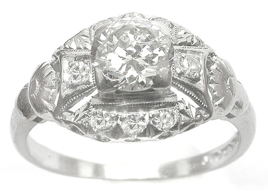 Art Deco  0.80ct Diamond 18kWhite Gold Engagement Ring