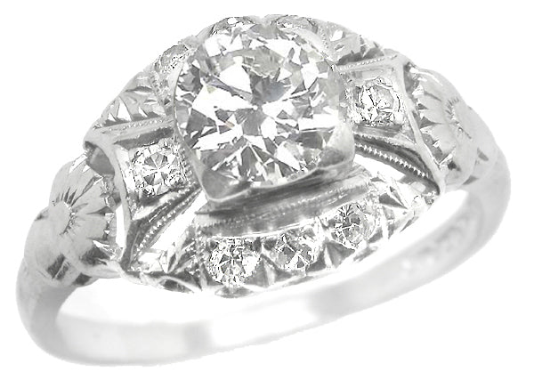 Art Deco  0.80ct Diamond 18kWhite Gold Engagement Ring