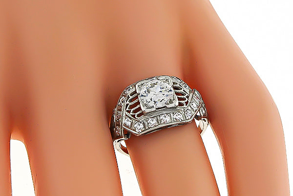 Art Deco 0.80ct Diamond Engagement Ring