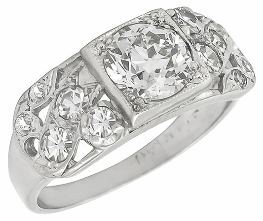 Art Deco 0.85ct Diamond 14k Gold Engagement Ring
