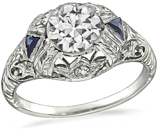 Art Deco 0.89ct Diamond Engagement Ring