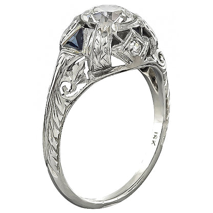 Art Deco 0.89ct Diamond Engagement Ring
