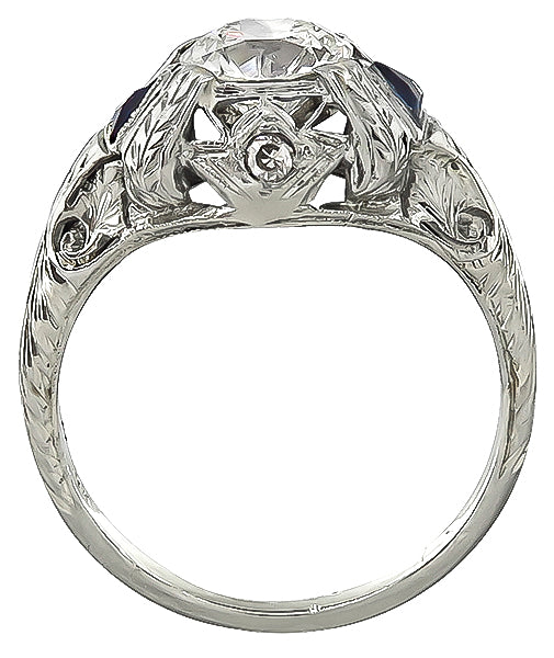 Art Deco 0.89ct Diamond Engagement Ring