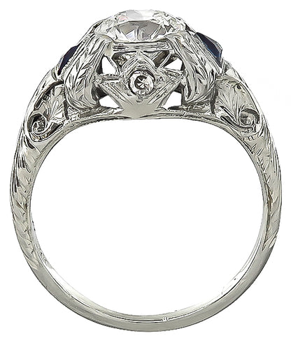 Art Deco 0.89ct Diamond Engagement Ring