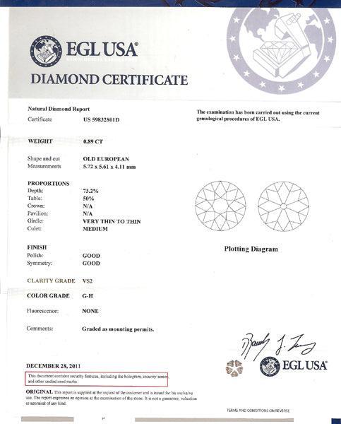 Art Deco 0.89ct Old European Cut Diamond Sapphire 18k White Gold Engagement Ring