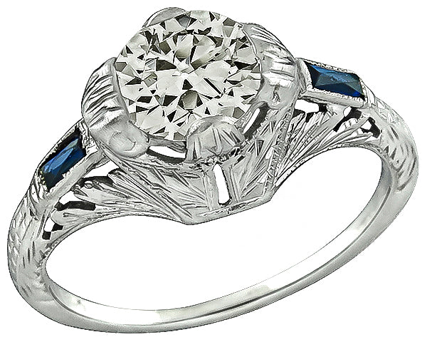 Art Deco 0.90ct Diamond Engagement Ring