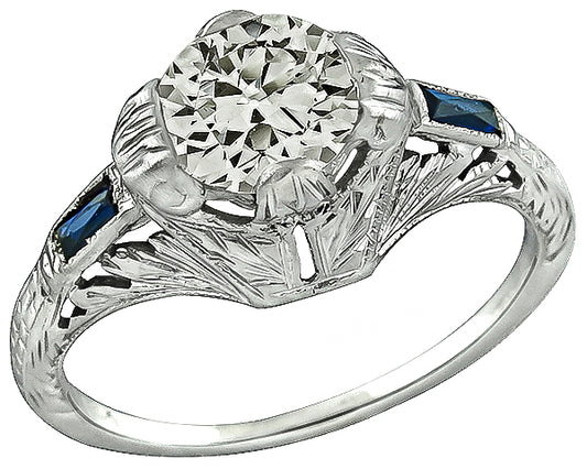 Art Deco 0.90ct Diamond Engagement Ring
