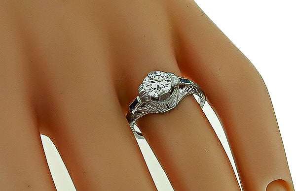 Art Deco 0.90ct Diamond Engagement Ring