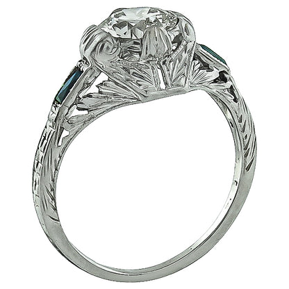 Art Deco 0.90ct Diamond Engagement Ring