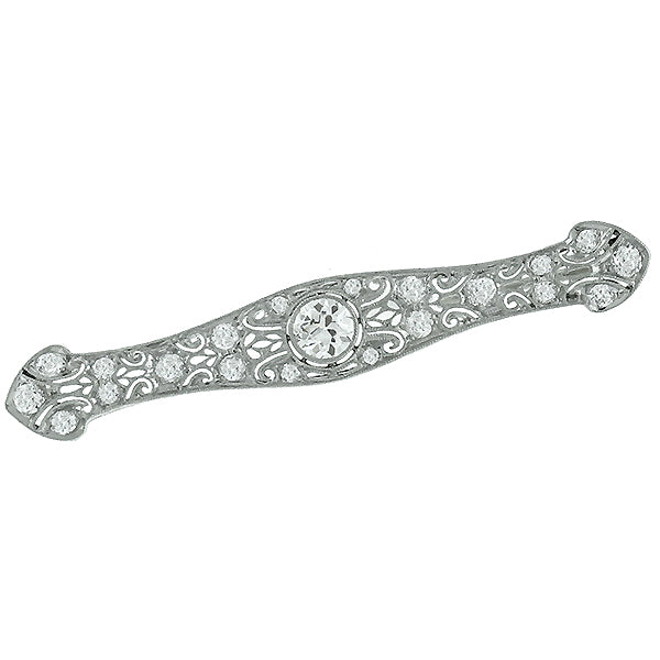 Art Deco 0.90ct Old Mine Cut Center Diamond Platinum Pin