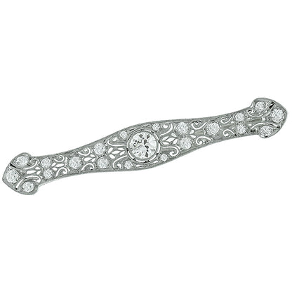 Art Deco 0.90ct Old Mine Cut Center Diamond Platinum Pin