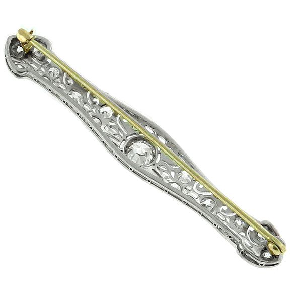 Art Deco 0.90ct Old Mine Cut Center Diamond Platinum Pin