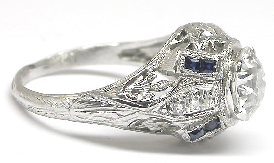 Art Deco 0.94ct Old European Diamond Platinum  Engagement Ring