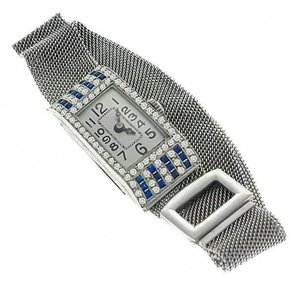 Art Deco 1.00ct Diamond 0.40ct Sapphire Platinum Gold  Watch