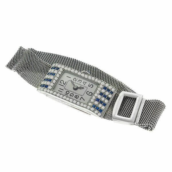 Art Deco 1.00ct Diamond 0.40ct Sapphire Platinum Gold  Watch