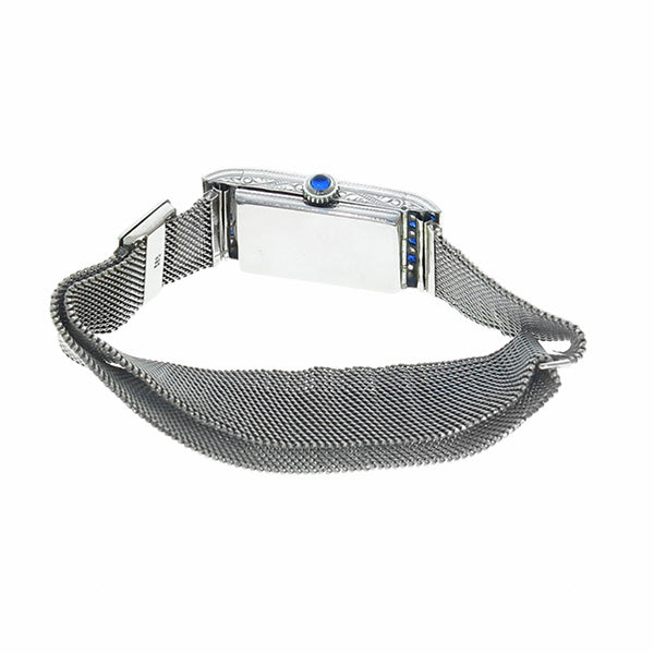 Art Deco 1.00ct Diamond 0.40ct Sapphire Platinum Gold  Watch