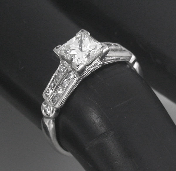 Art Deco 1.01ct Diamond Platinum Engagement Ring