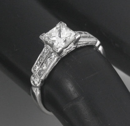 Art Deco 1.01ct Diamond Platinum Engagement Ring
