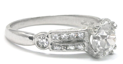 Art Deco 1.01ct Old European Diamond Platinum Engagement Ring