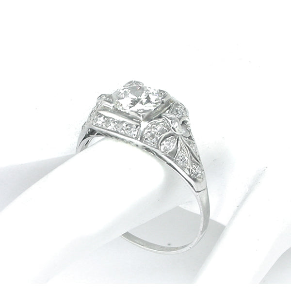 Art Deco 1.03ct Round Brilliant Diamond Platinum Engagement Ring