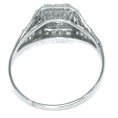 Art Deco 1.03ct Round Brilliant Diamond Platinum Engagement Ring