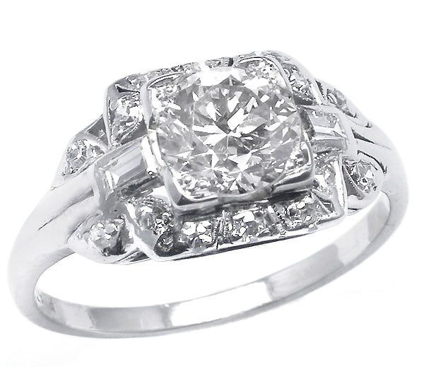 Art Deco 1.04ct Old European Diamond Platinum Engagement Ring