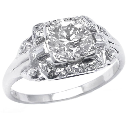 Art Deco 1.04ct Old European Diamond Platinum Engagement Ring