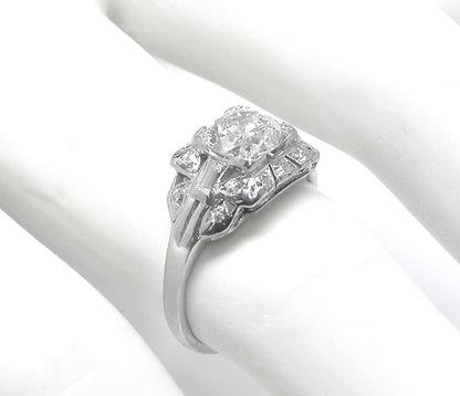 Art Deco 1.04ct Old European Diamond Platinum Engagement Ring