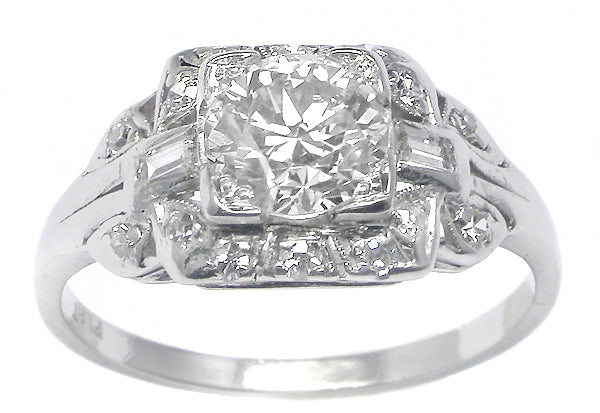 Art Deco 1.04ct Old European Diamond Platinum Engagement Ring