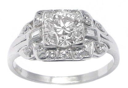 Art Deco 1.04ct Old European Diamond Platinum Engagement Ring