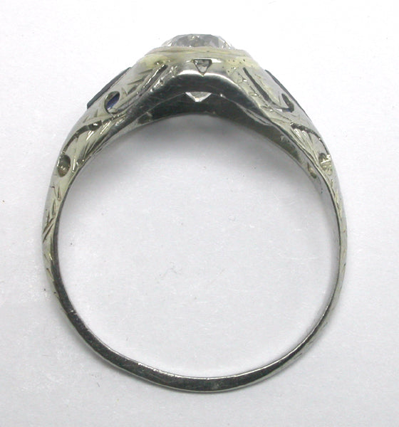 Art Deco 1.07ct Diamond 18k White Gold Engagement Ring