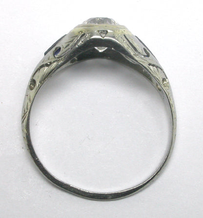 Art Deco 1.07ct Diamond 18k White Gold Engagement Ring