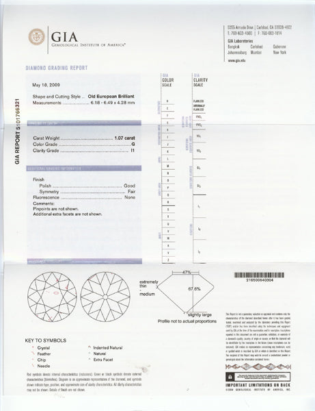 Art Deco 1.07ct Diamond 18k White Gold Engagement Ring