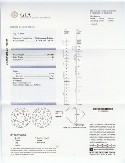 Art Deco 1.07ct Diamond 18k White Gold Engagement Ring