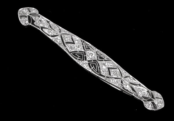 Art Deco 1.10ct Old Mine Diamond Platinum  Pin
