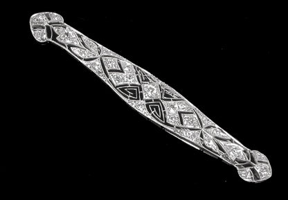 Art Deco 1.10ct Old Mine Diamond Platinum  Pin