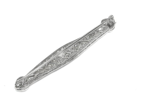 Art Deco 1.10ct Old Mine Diamond Platinum  Pin