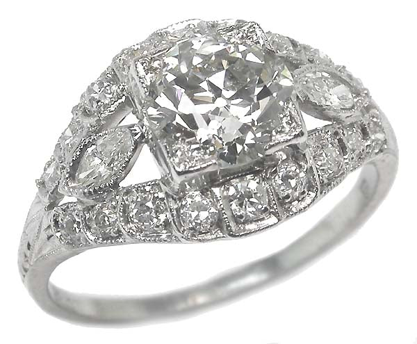 Art Deco 1.13ct Diamond Platinum Engagement Ring