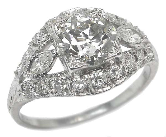 Art Deco 1.13ct Diamond Platinum Engagement Ring